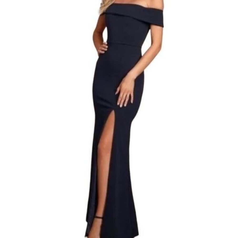 BHLDN Delice Off Shoulder Dress in Navy Size 12 NWT